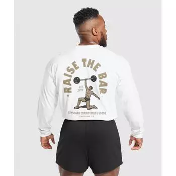 Футболка Gymshark Raise The Bar с длинным рукавом белая A1c2n Wb57 S