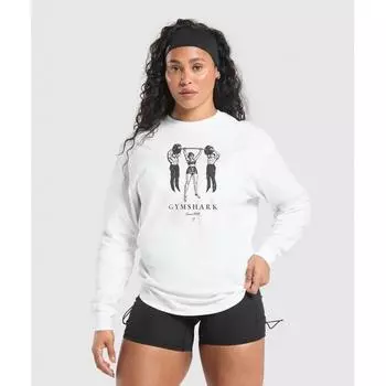 Футболка Gymshark Retro Lifting с длинным рукавом белая B2b7o Wb57 XS