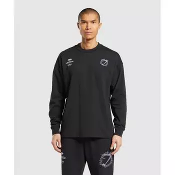 Футболка Gymshark с длинным рукавом для укрепления и кондиционироВания, черная A5a4i Bb2j XS