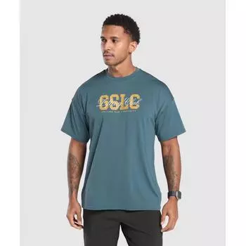 Футболка Gymshark ScripT Graphic Cargo Blue A7a2e ucTp XS