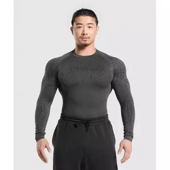 Футболка Gymshark TecTonic с длинным рукавом, цвет: серый, черный, A1b1q gcwT XS