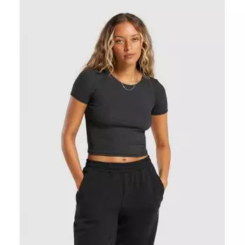 Футболка GYMSHARK в рубчик Midnight Black Marl B6A8E BCH0 S