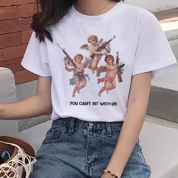 Футболка Harajuku Angel Kawaii для женщин Ullzang Cute Baby Angels футболка 90-х годов графическая эстетическая футболка S белый