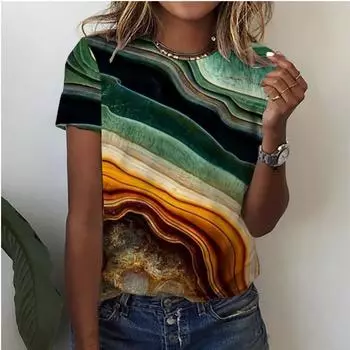 Футболка Harajuku с 3D-принтом, женская, с короткими рукавами, летняя, новая дизайнерская, повседневная, свободная, с круглым вырезом, женская, топ XXS