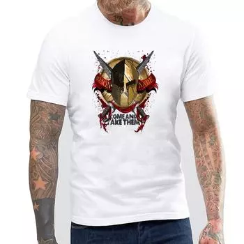 Футболка Harajuku, уличная одежда, белая хлопковая мужская футболка, топы с круглым вырезом, спартанские правила S белый