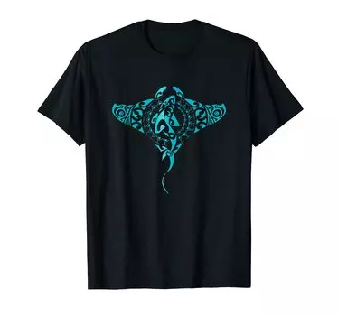 Футболка Hawaii Tribal Manta Ray Hawaiian Shirt Shark Rubber чёрный