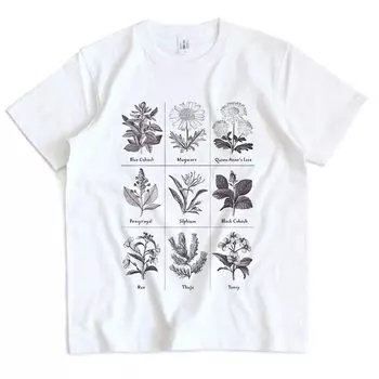 Футболка Herbs for Reproductive Freedom Футболка Herbalist Plant Lover с графическим принтом и коротким рукавом, круглым вырезом XXL белый