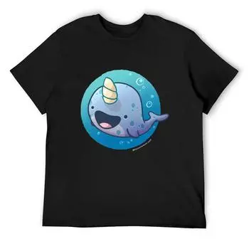 Футболка Here Comes A Narwhal Большие размеры Топы Эстетическая одежда Мужская одежда больших размеров S белый