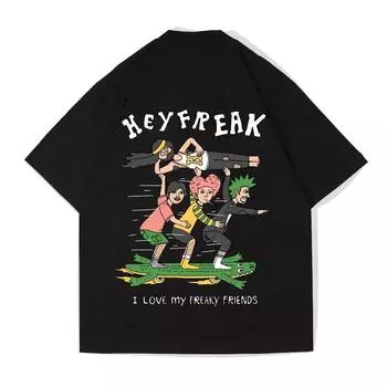 Футболка Heyfreak Oversize Freaky Friends XXS чёрный