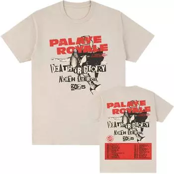 Футболка хип-хоп-группы Palaye Royale с надписью Death or Glory North America 2025 Tour Футболки с круглым вырезом Повседневные хлопковые футболки для мужчин/женщин XS чёрный
