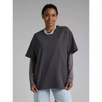 Футболка Hirsionsan из хлопка для женщин 2025 года, летняя свободная футболка с длинным рукавом в стиле пэчворк, повседневная свободная футболка, шикарные женские топы M чёрный