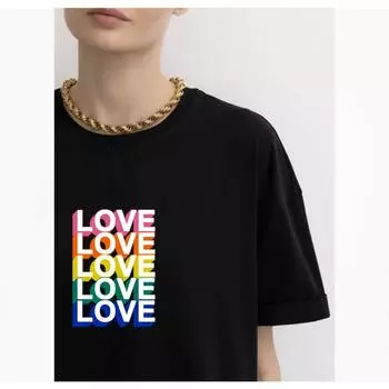 Футболка Hirsionsan с красочным принтом любовных писем, женская летняя хлопковая свободная футболка с коротким рукавом, женские свободные футболки для девочек, топы M белый