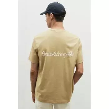 Футболка HM coolMax Regular Fit бежевого цвета с цветами XS