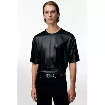 Футболка HM Loose Fit Satin, черная XS