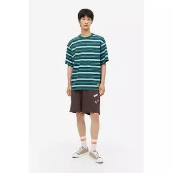 Футболка HM Loose Fit темно-зеленого светло-синего цвета
