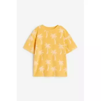 Футболка HM Oversized из махровой ткани Желтая пальма