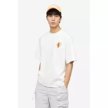 Футболка HM Oversized с принтом, белая, струящаяся, молодежная