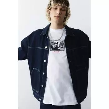 Футболка HM Regular Fit белая Кейт Харинг X Микки Маус XS