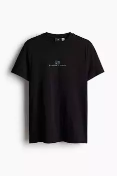 Футболка HM Regular Fit, черная Snoopy