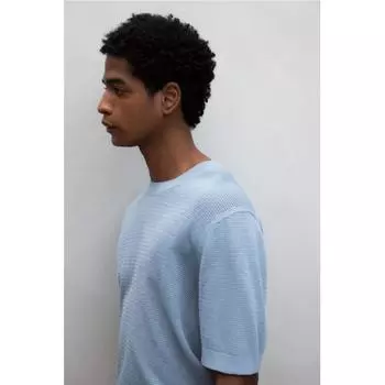 Футболка HM Regular Fit Hole Knit, светло-голубая XS