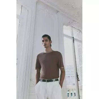 Футболка HM Regular Fit, коричневая XS