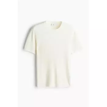 Футболка HM Regular Fit Ribbed Knit белая XS