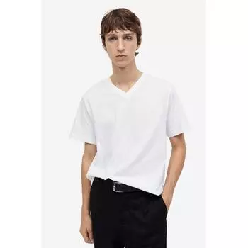 Футболка HM Regular Fit с V-образным вырезом, белая S