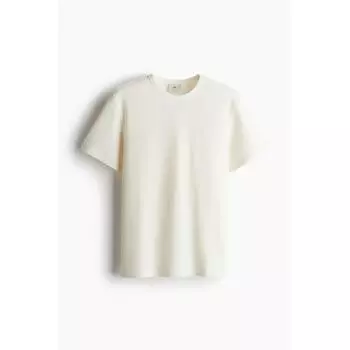 Футболка HM Regular fit с вафельной текстурой кремового цвета