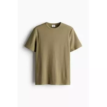 Футболка HM Regular fit с вафельной текстурой, цвет хаки, зеленый