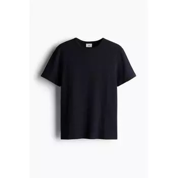 Футболка HM Regular fit с вафельной текстурой, темно-синяя
