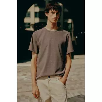 Футболка HM Regular FiT Waffle TexTure темно-бежевого цвета XS