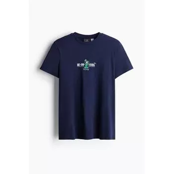 Футболка HM Regular Fit Темно-синяя Cat Felix