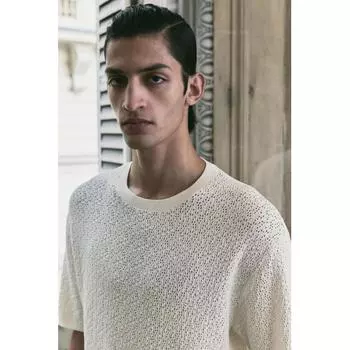 Футболка HM Regular Fit Textured Knit белая S