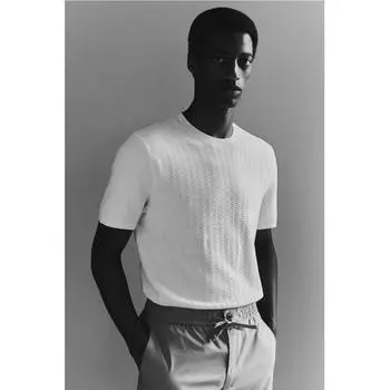 Футболка HM Regular Fit Textured Knit белая S