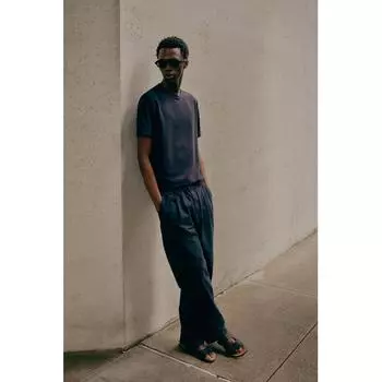 Футболка HM Regular FiT Waffle TexTure темно-синего цвета XS