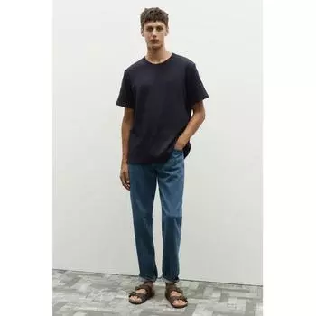 Футболка HM Regular FiT Waffle TexTure темно-синего цвета XS