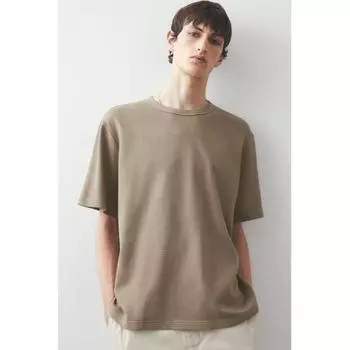 Футболка HM Regular FiT Waffle TexTure темно-бежевого цвета S