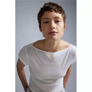 Футболка HM Sheer в рубчик белая
