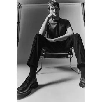 Футболка HM slim fit из хлопка пима, темно-зеленая, хаки XS