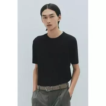 Футболка HM slim fit в рубчик, черная XS