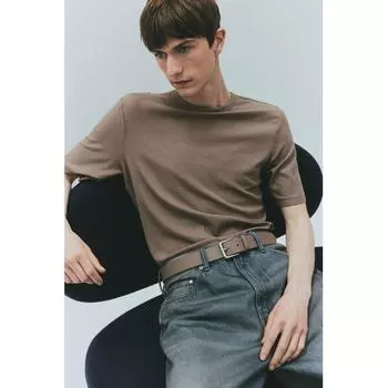 Футболка HM slim fit в рубчик, темно-бежевая XS