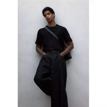 Футболка HM TexTured Regular Fit, черная XS