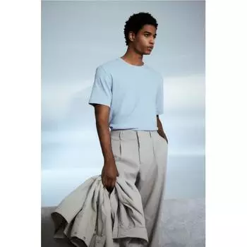 Футболка HM TexTured Regular Fit светло-голубого цвета S