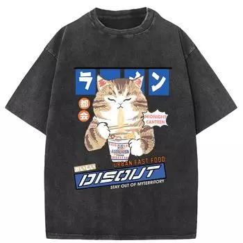 Футболка homme хлопковые брюки-кюлоты японский hommes blusa masculina Стиль Кот Аниме Графический Топы Летняя одежда оверсайз S