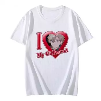 Футболка Honkai Star Rail, футболка «I Love My Girlfriend», футболки унисекс с короткими рукавами и круглым вырезом из 100% хлопка, футболки с рисунком, свободная одежда XS белый