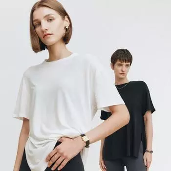 Футболка Horaho Tencel Leggings Mate Cover-Up с коротким рукавом (Белый черный) White FREE