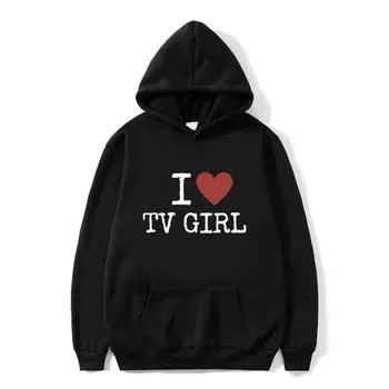 Футболка «I Love TV Girl» с художественной эстетической графикой, толстовка унисекс, женская толстовка с капюшоном большого размера, модные толстовки унисекс высокого качества L
