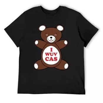 Футболка I Wuv Cas, футболки с рисунком рэпера, мешковатые рубашки с принтом животных для мальчиков, свободная мужская одежда S белый