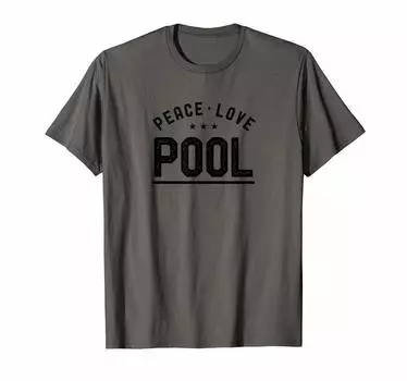 Футболка игрока в бильярд Peace Love Pool Vintage серый