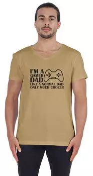 Футболка Inkmeso с V-образным вырезом для мужчин с графическим принтом Я геймер, папа, как нормальный папа, только намного круче футболка для геймера 3XL темно-серого